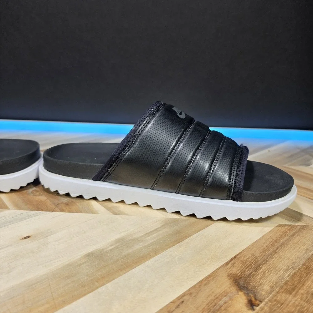 Nike Men's Asuna Slide Sandals Size 10 CW9703-002 Black/White Adjustable Shoes
